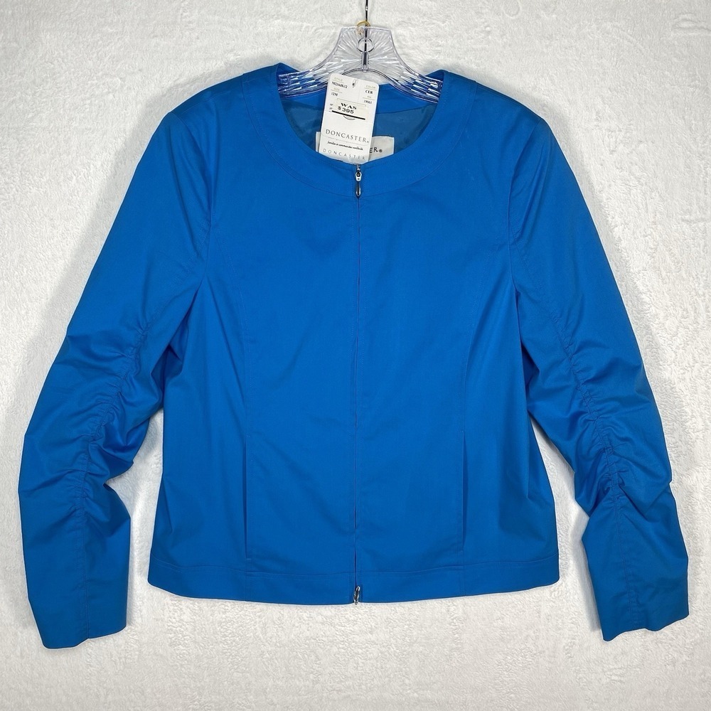NWT Doncaster Blue Full Zip Casual Boxy Jacket Size 12 - Retails $395 Preppy